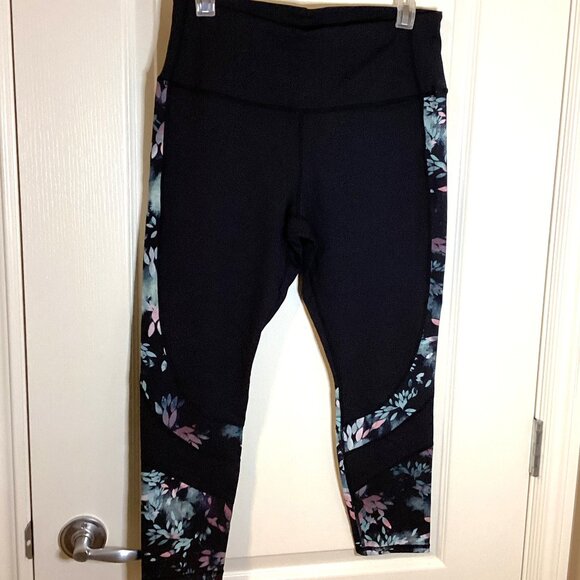 Sketchers Women's Leggings Black Floral Activewear Jogging Running Gym Yoga - Picture 1 of 9